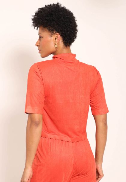 Blusa Suede Gola Alta Manga 2/4